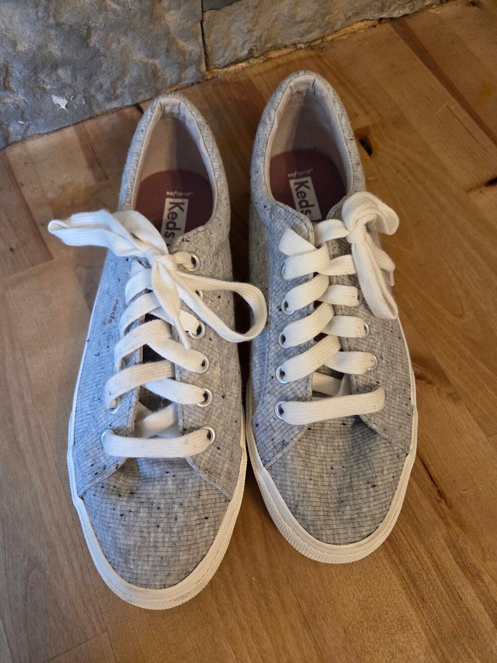 Keds Jump Kick Gray Knit Lace-Up Sneakers - Women's 8 - EUC